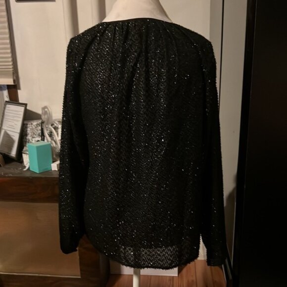 Michael Kors long sleeve black blouse with shimmer - Picture 4 of 4
